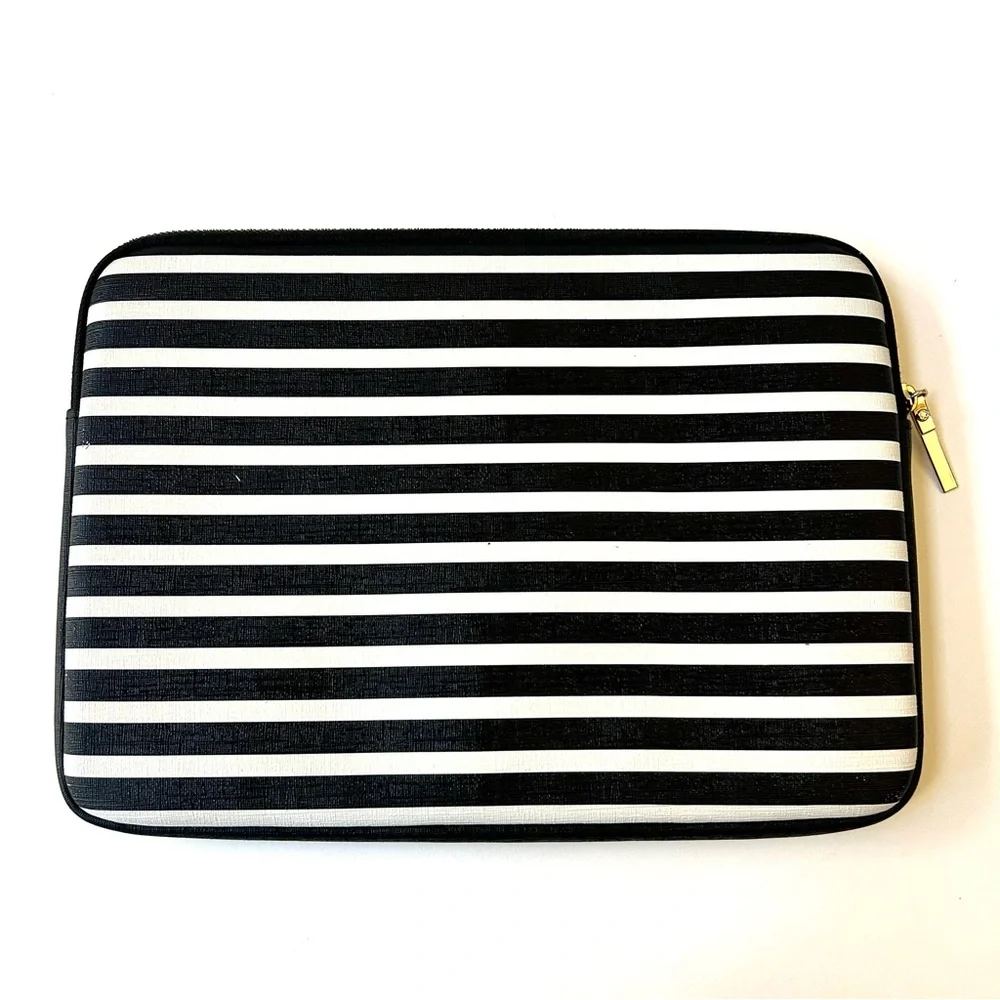 Kate Spade Black and White Striped Tablet Sleeve Like New